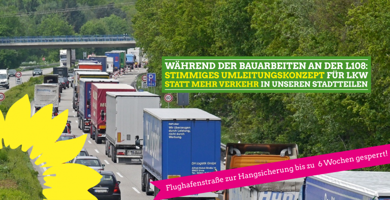 Sperrung der Flughafenstraße: Stadtratskoalition fordert vom Land weiträumige Umleitung des Lkw-Verkehrs